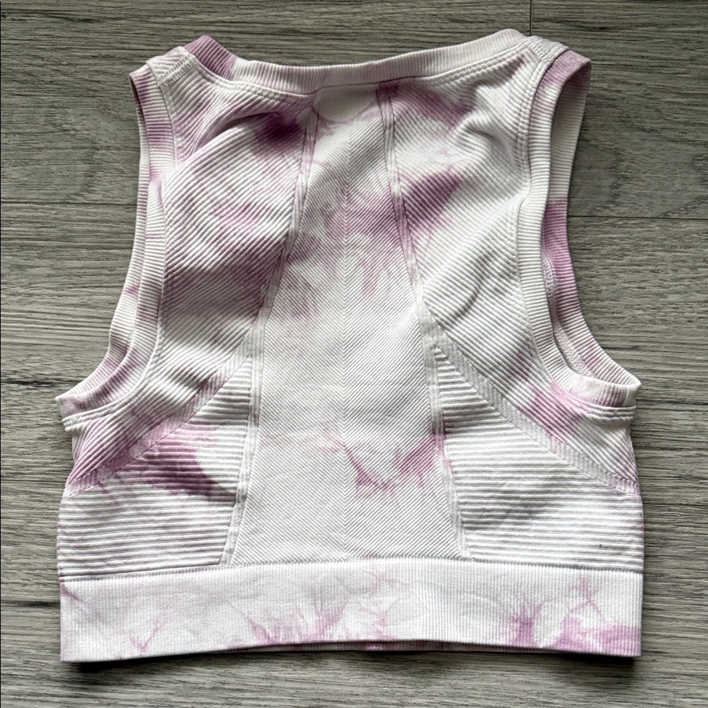 Aerie Offline Seamless Soft Pink and White Tie Dye Tank/Bra Top - Picture 5 of 7